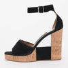 Ferragamo Black Suede Pert Cork Wedges 7.5 - Blue Spinach