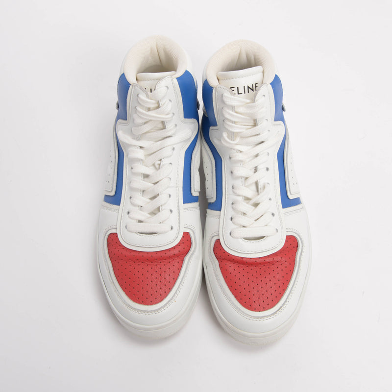 Celine White Leather CT-01 "Z" High Top Sneakers 39 - Blue Spinach