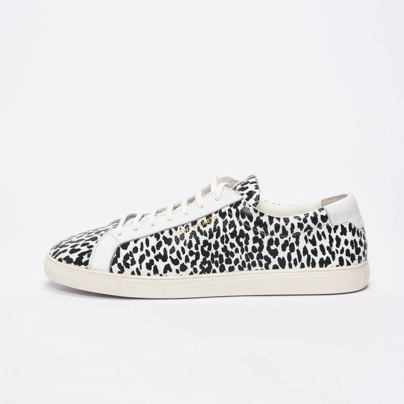 Saint Laurent White Leopard Perforated Leather SL10 Sneakers 47 - Blue Spinach