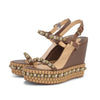 Christian Louboutin Brown Pyraclou Studded Wedges 39.5 - Blue Spinach