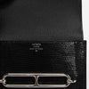 Hermes Noir Shiny Lizard Roulis Slim Wallet - Blue Spinach