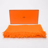 Hermes Orange Cashmere Herringbone H Shawl - Blue Spinach