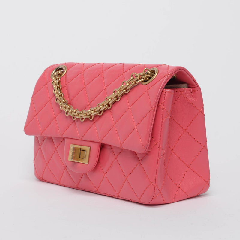 Chanel Pink Aged Calfskin Reissue Mini Flap Bag - Blue Spinach