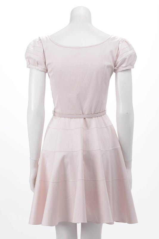 Dior Pale Pink Stretch Cotton Mini Belt Dress FR 36 - Blue Spinach