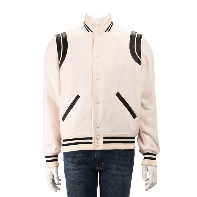 Saint Laurent Cream Wool & Lambskin Teddy Jacket FR 50