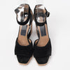 Ferragamo Black Suede Pert Cork Wedges 7.5 - Blue Spinach