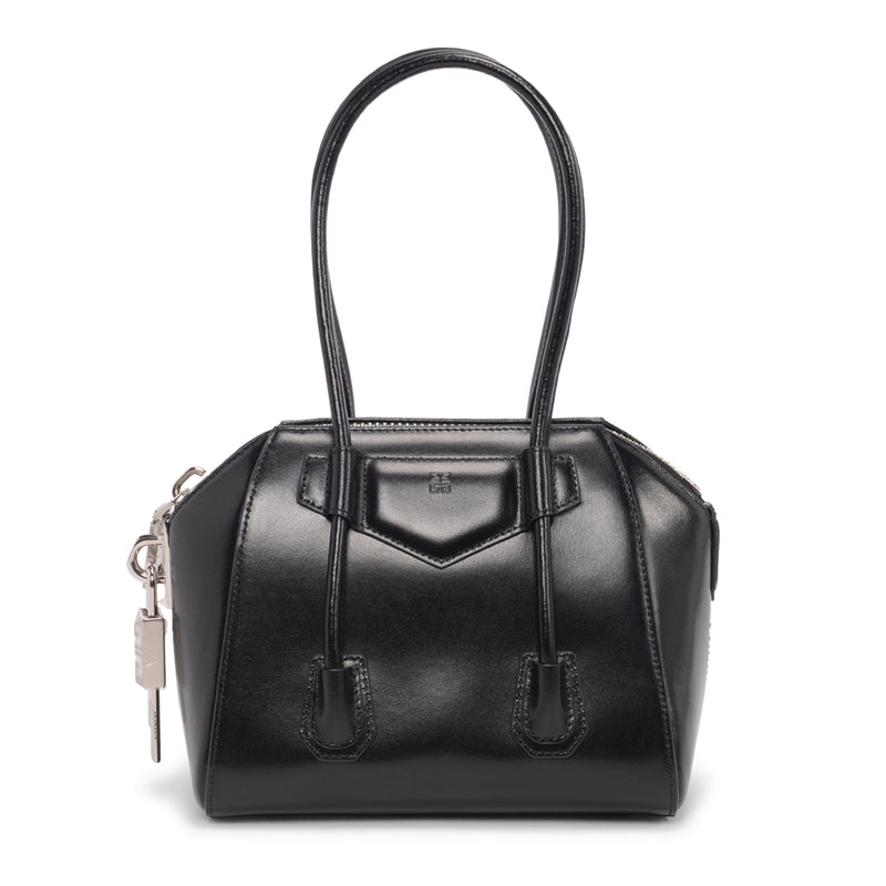 Givenchy Black Shiny Lord Mini Antigona Lock Bag - Blue Spinach