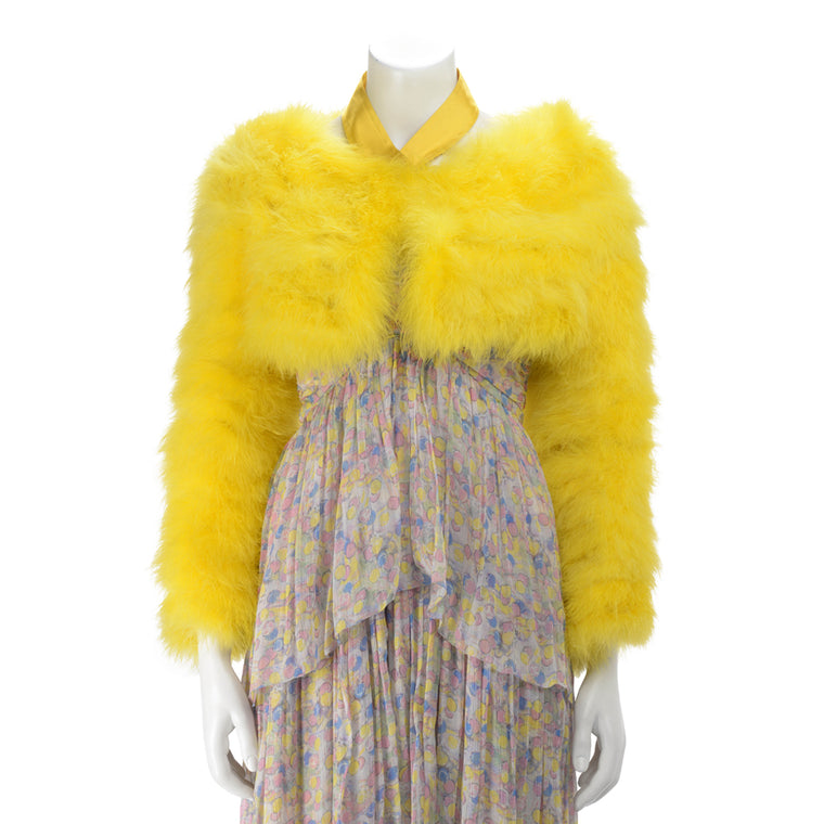 Gucci Yellow Marabou Bolero Jacket IT 38