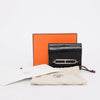 Hermes Noir Shiny Lizard Roulis Slim Wallet - Blue Spinach