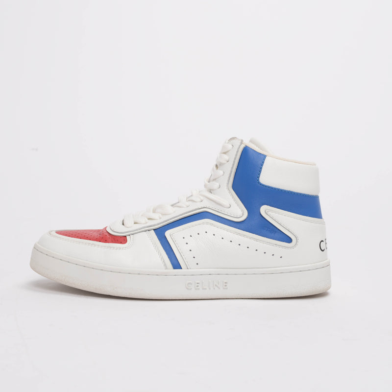 Celine White Leather CT-01 "Z" High Top Sneakers 39 - Blue Spinach