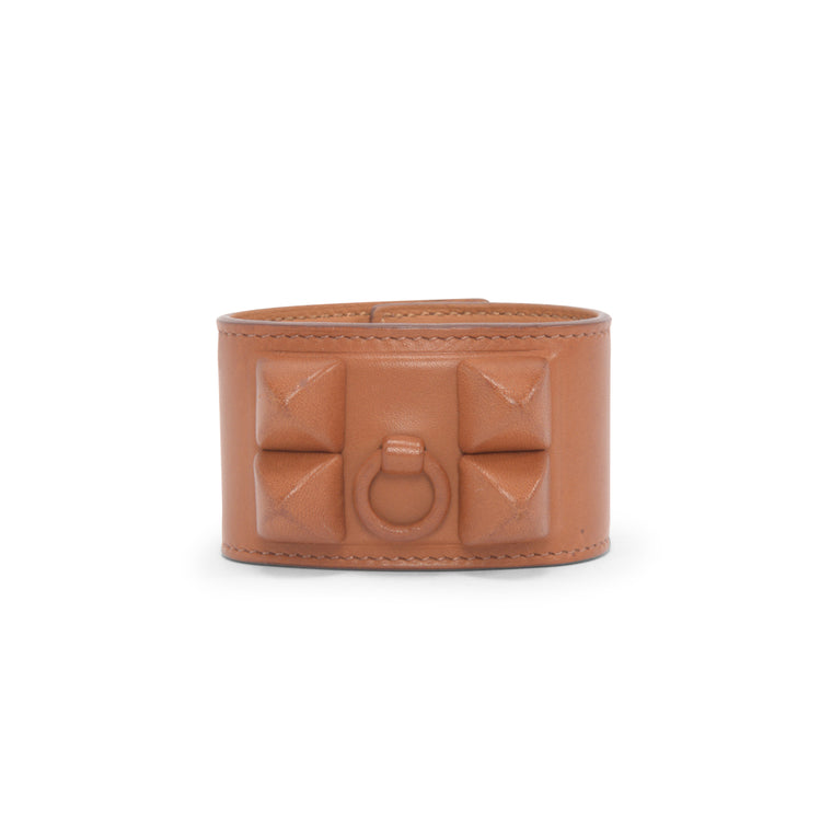 Hermes Cognac Leather Collier de Chien Shadow Bracelet