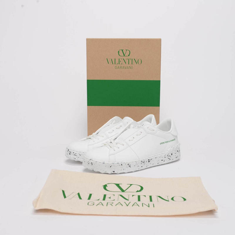 Valentino White Open For Change Sneakers 38 - Blue Spinach