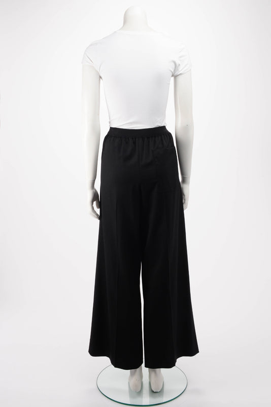 Hermes Black Wool Wide Leg Pants FR 42 - Blue Spinach