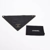 Chanel Black Quilted Lambskin CC Brooch Bandana Scarf - Blue Spinach