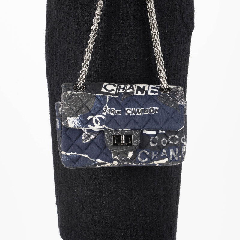 Chanel Graffiti Quilted Jersey Mini Reissue 2.55 Flap Bag - Blue Spinach