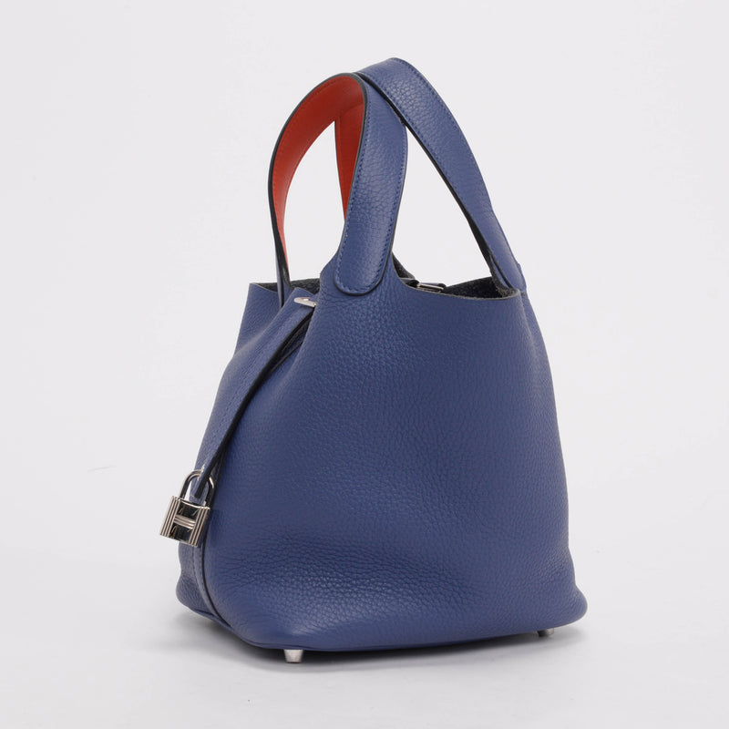 Hermes Bleu Brighton & Capucine Clemence Picotin Lock 18 - Blue Spinach