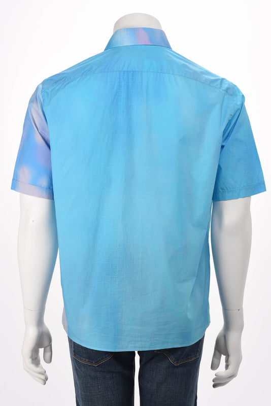 Fendi Aqua Cotton Sunrise Print Shirt 39 - Blue Spinach