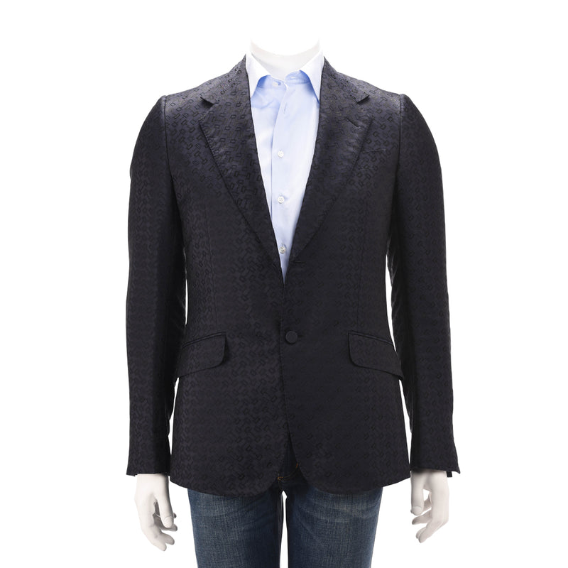 Gucci Navy Horsebit Monogram S.B Blazer IT 48 - Blue Spinach