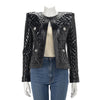 Balmain Black Patent Quilted Jacket FR 38 - Blue Spinach