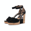 Ferragamo Black Suede Pert Cork Wedges 7.5 - Blue Spinach