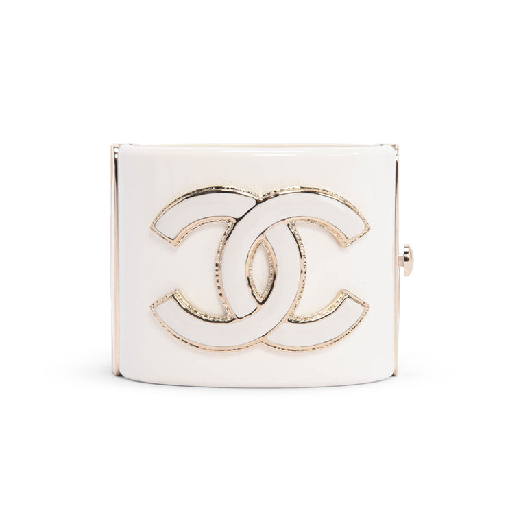 Chanel Cream & Gold Resin CC Cuff