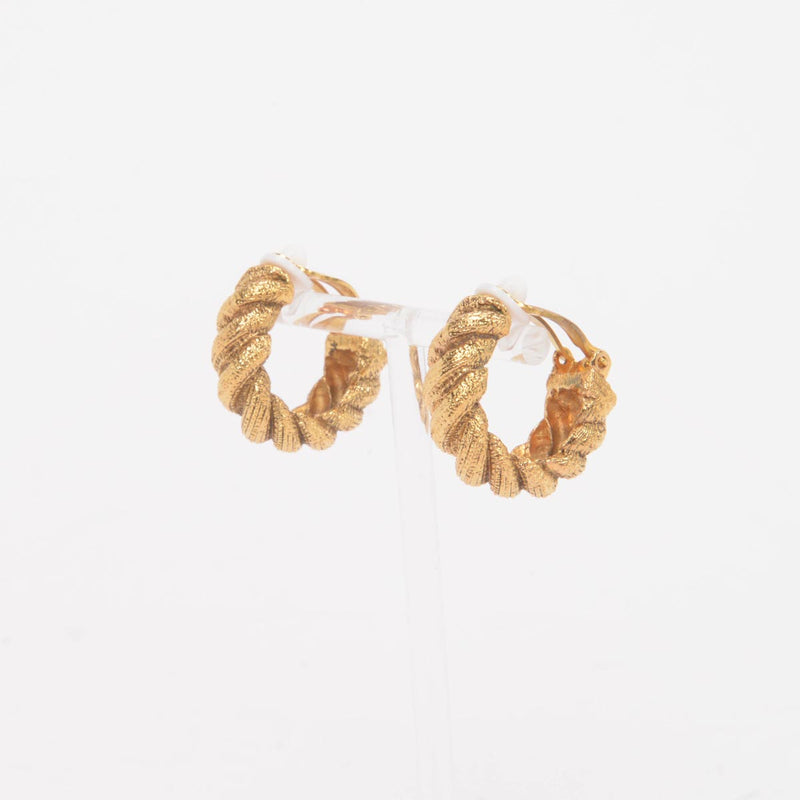 Chanel Vintage Gold Twisted Hoop Clip-On Earrings - Blue Spinach