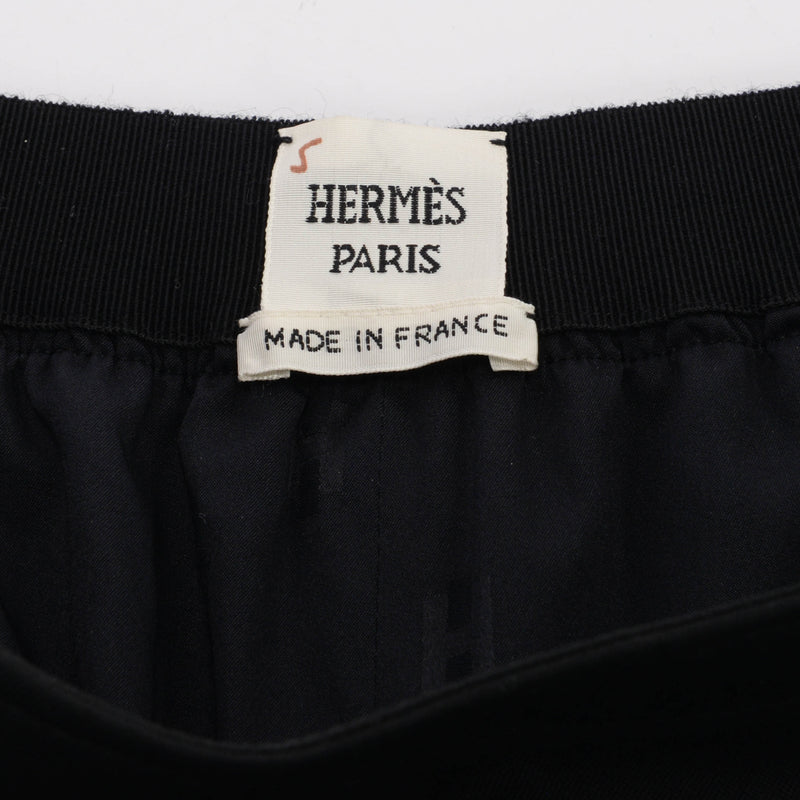 Hermes Black Wool Wide Leg Pants FR 42 - Blue Spinach