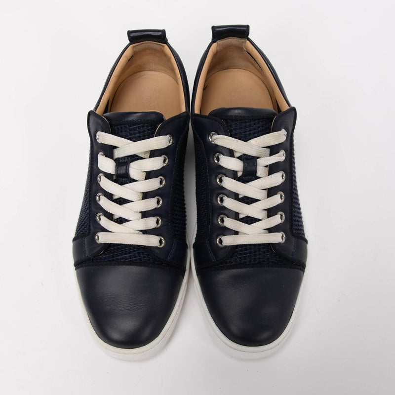 Christian Louboutin Navy Leather Louis Junior Orlato Sneakers 40 - Blue Spinach