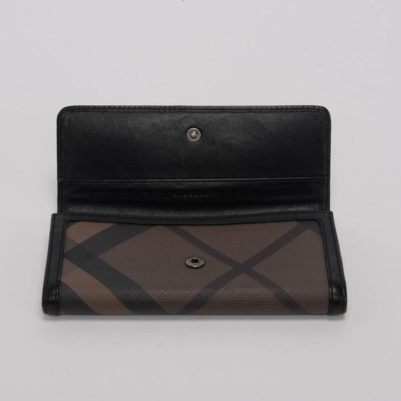 Burberry Smoke Check Canvas Molly Wallet - Blue Spinach