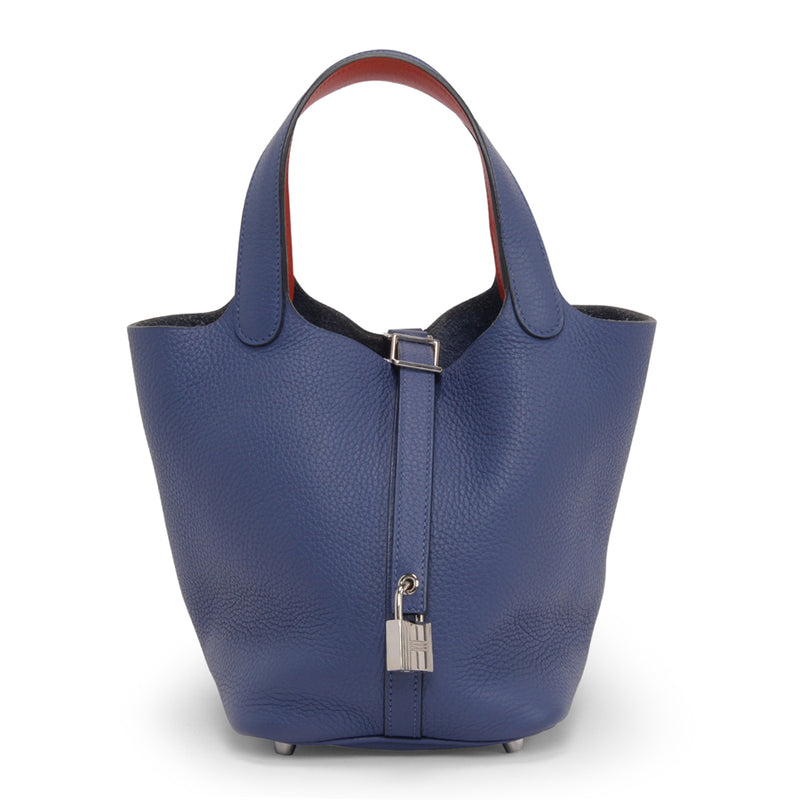 Hermes Bleu Brighton & Capucine Clemence Picotin Lock 18 - Blue Spinach