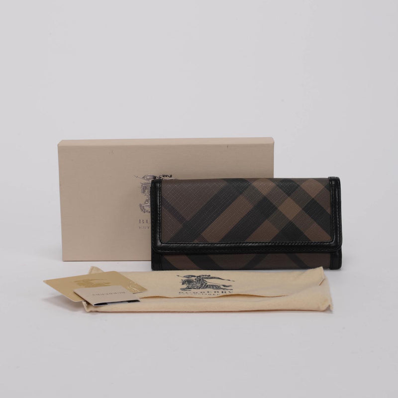 Burberry Smoke Check Canvas Molly Wallet - Blue Spinach