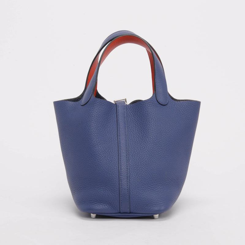 Hermes Bleu Brighton & Capucine Clemence Picotin Lock 18 - Blue Spinach