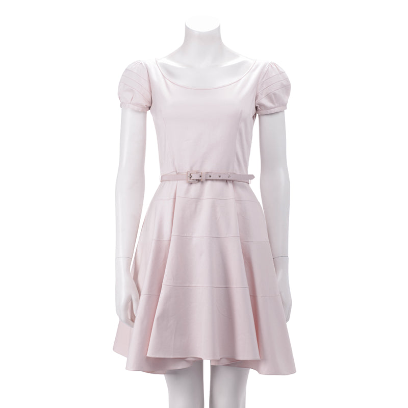 Dior Pale Pink Stretch Cotton Mini Belt Dress FR 36 - Blue Spinach