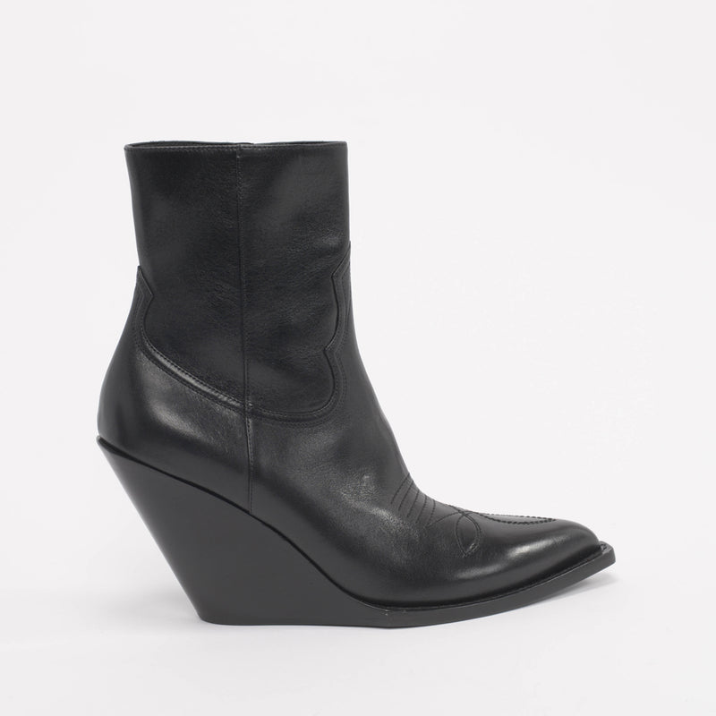 Celine Black Calfskin Moon Zipped Boots 40 - Blue Spinach