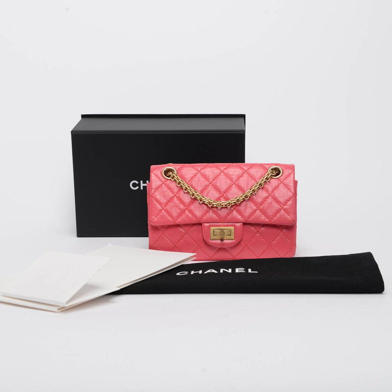 Chanel Pink Aged Calfskin Reissue Mini Flap Bag - Blue Spinach