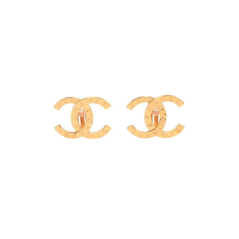 Chanel Gold Metal CC Paris Clip-On Earrings - Blue Spinach