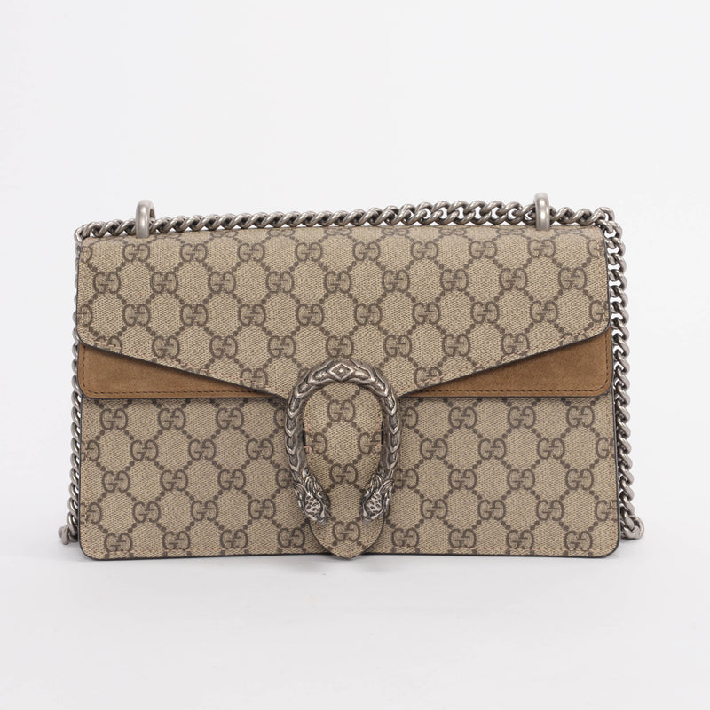 Gucci Beige GG Supreme Small Dionysus Bag - Blue Spinach