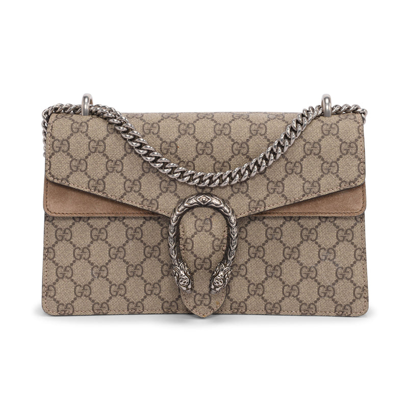 Gucci Beige GG Supreme Small Dionysus Bag - Blue Spinach