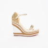 Christian Louboutin White & Gold Studded Madmonica Wedges 37 - Blue Spinach