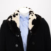 Burberry Prorsum Black Wool Blend Shearling Collar Coat 46 - Blue Spinach