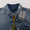 Balenciaga Denim Rose Embroidered Shirt 42 - Blue Spinach