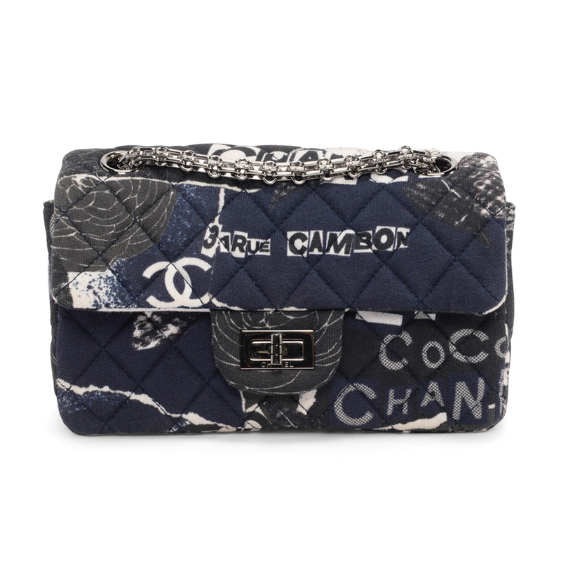 Chanel Graffiti Quilted Jersey Mini Reissue 2.55 Flap Bag - Blue Spinach