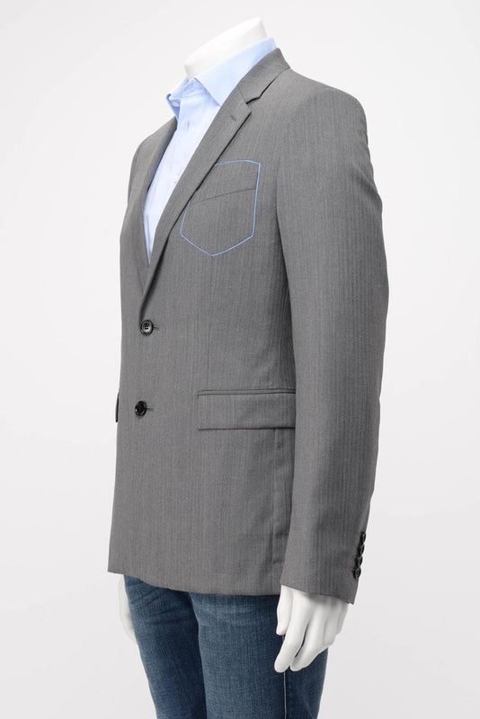 Dior Grey Herringbone Stitched Pocket Jacket 48 - Blue Spinach