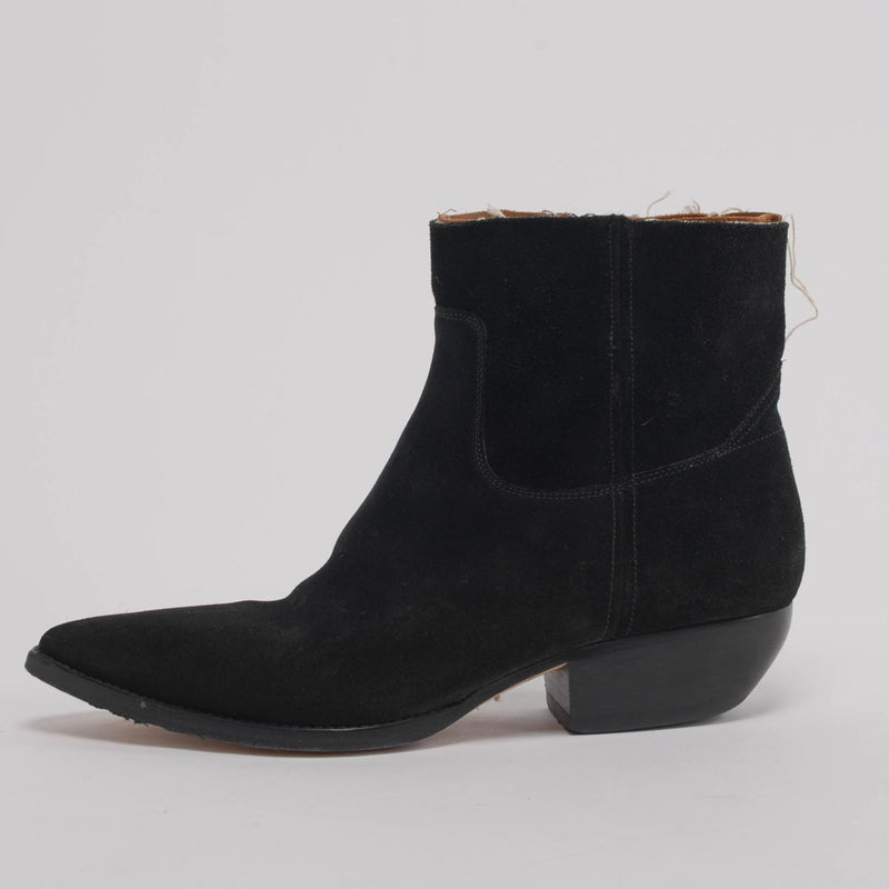 Saint Laurent Black Suede Theo Raw Edge Boots 43 - Blue Spinach