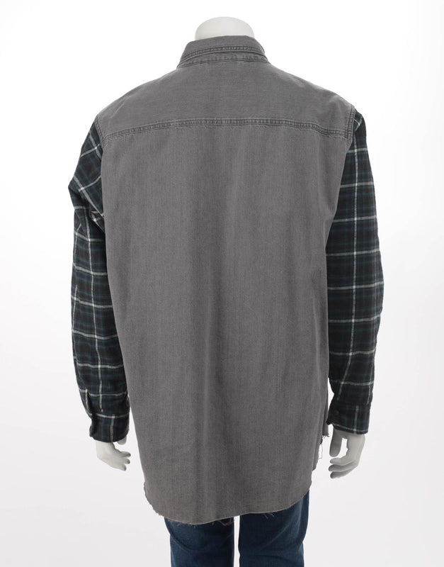 Balenciaga Green & Grey Cotton Check Twinset Shirt FR 38 - Blue Spinach