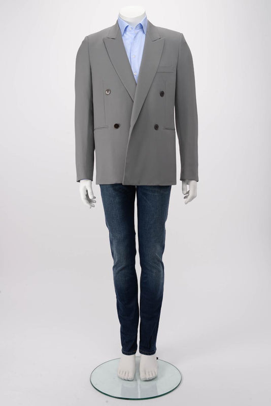 The Row Grey Virgin Wool Julian D.B. Jacket 40 - Blue Spinach