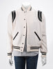 Saint Laurent Cream Wool & Lambskin Teddy Jacket FR 50 - Blue Spinach