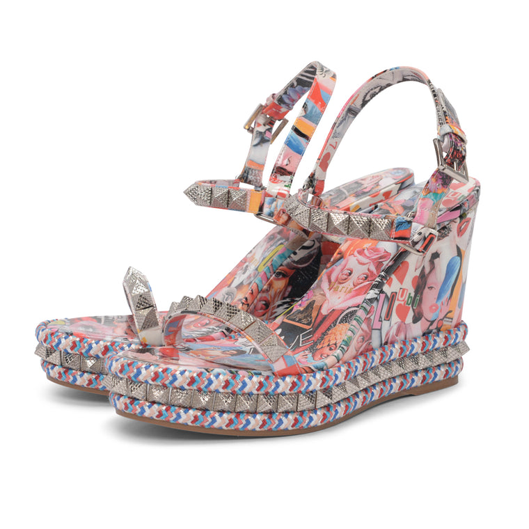 Christian Louboutin Multi Colour Patent Pyraclou Xtian Wedges 41